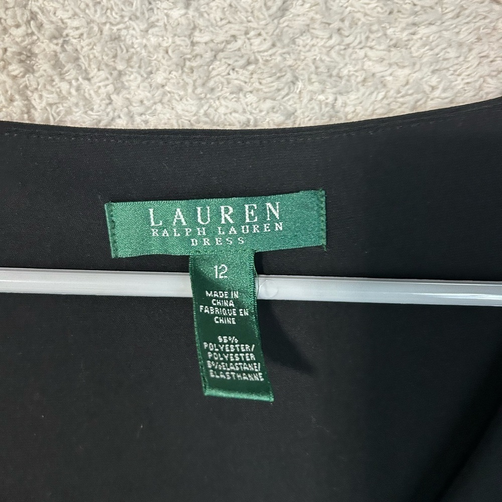 Lauren Ralph Lauren Black Ruched Sheath Midi Dress LBD - Picture 6 of 12